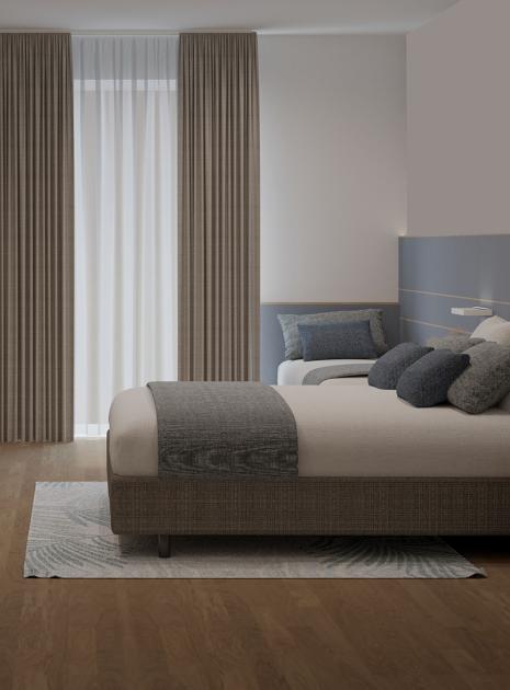 Elegant, cozy room with neutral colors, relaxing ambiance.