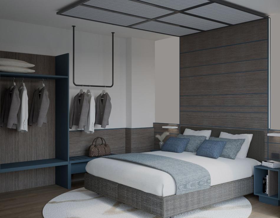 Modern, elegant room with soft colors and a relaxing atmosphere.